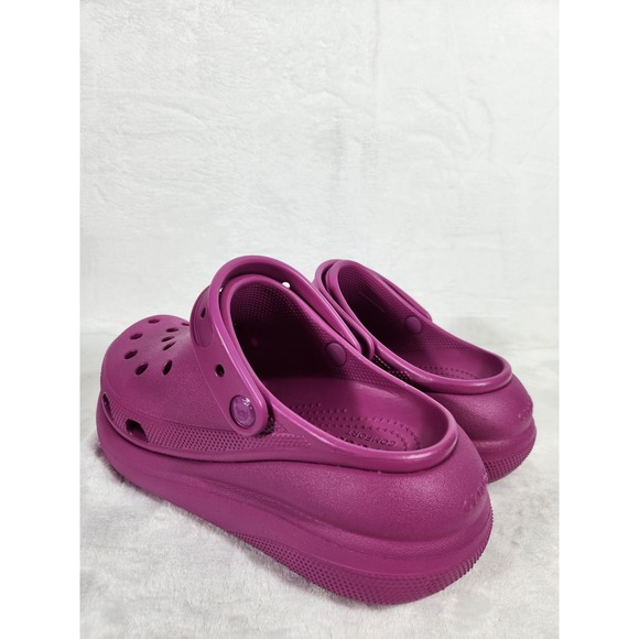 Crocs Classic Crush Women's Size 9 Pink Fuchsia Platform Clog Men's 7 Like New - Picture 2 of 14